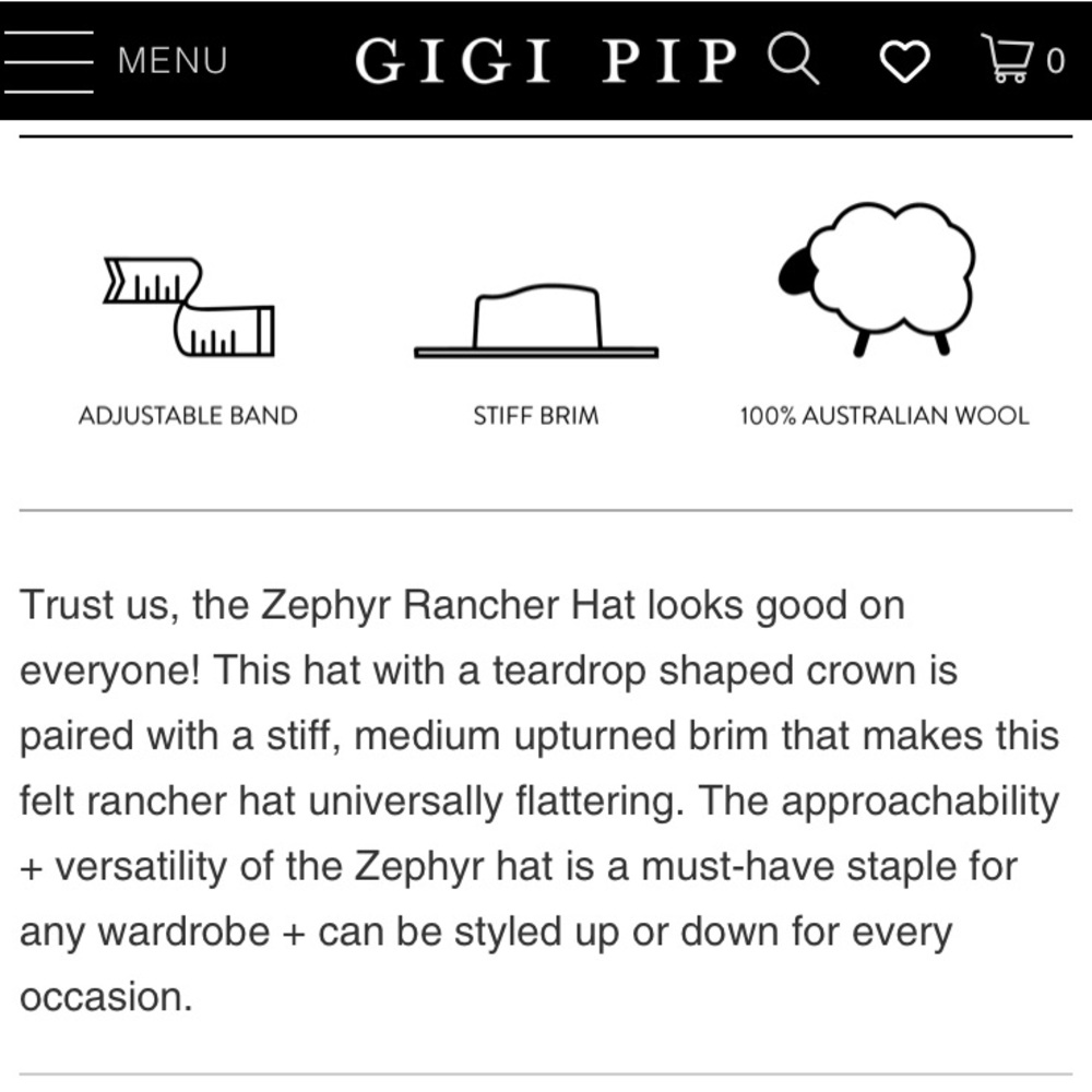 Gigi Pip - Zephyr Rancher Teardrop Felt Fedora Ha… - image 5